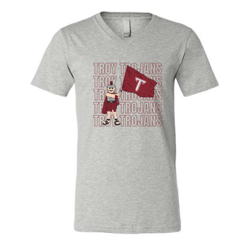 The Troy Trojans Repeat | Athletic Heather V neck Tee