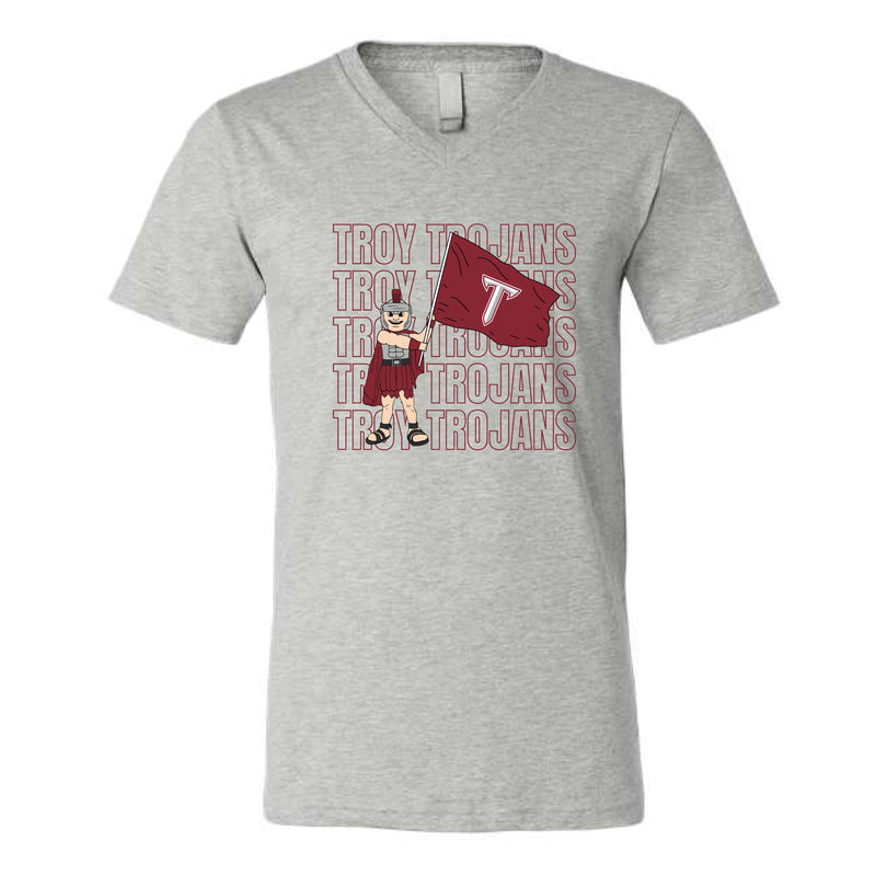 The Troy Trojans Repeat | Athletic Heather V neck Tee