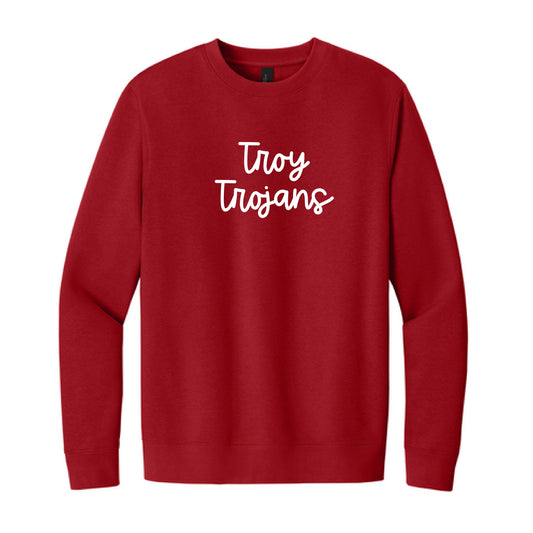 The Troy Trojans Script | Embroidered Classic Red Sweatshirt