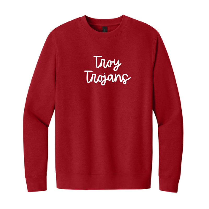 The Troy Trojans Script | Embroidered Classic Red Sweatshirt