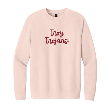 The Troy Trojans Script | Embroidered Rosewater Pink Sweatshirt