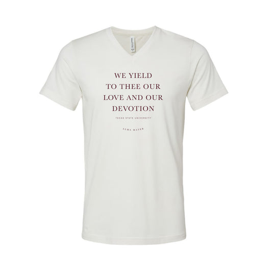 The TXST Alma Mater | Vintage White V-Neck Tee