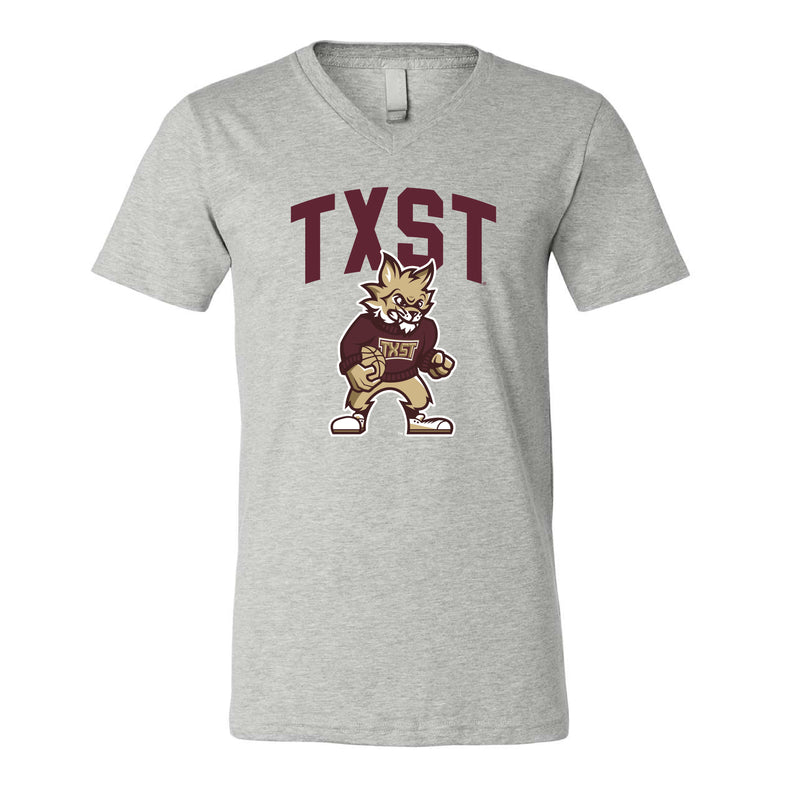 The TXST Basketball | Athletic Heather V-Neck Tee