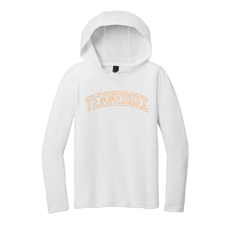 The Tennessee Arch Outline | Youth White Long Sleeve Hoodie
