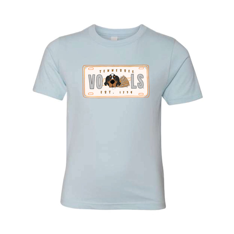 The Tennessee License Plate | Youth Light Blue Tee