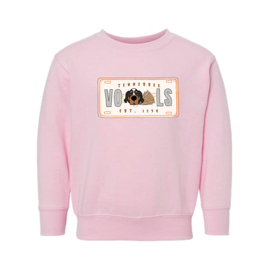 The Tennessee License Plate | Toddler Pink Sweatshirt