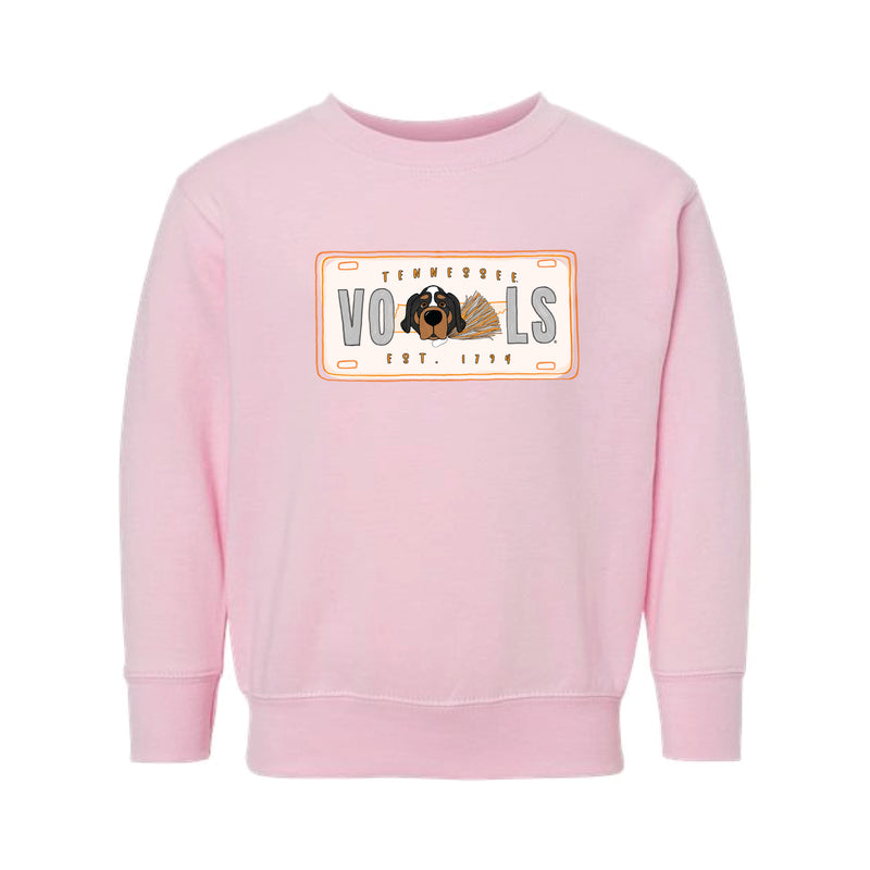 The Tennessee License Plate | Toddler Pink Sweatshirt