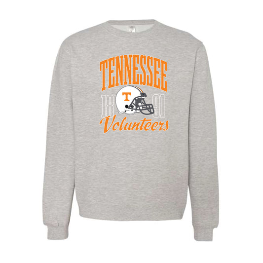 The Tennessee Volunteers Football Helmet | Adult Grey Heather Sweatshirt