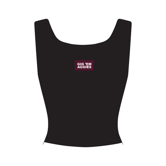 The Alli Ribbed Tank Gig 'Em Aggies Woven Label | Black