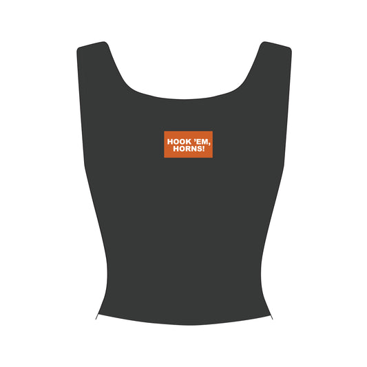 The Alli Ribbed Tank Hook 'Em Horns Woven Label | Graphite