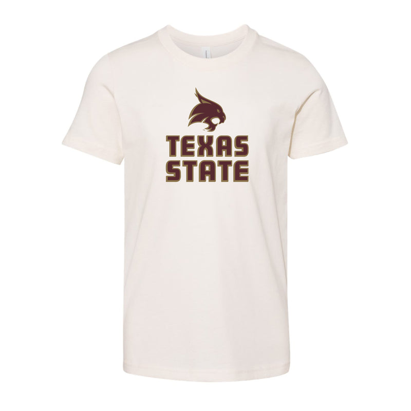 The Texas State Bobcat Block Logo | Youth Natural Tee