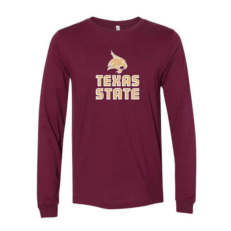 The Texas State Bobcat Block Logo | Maroon Long Sleeve