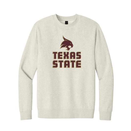 The Texas State Bobcat Block Logo | Oatmeal Heather Sweatshirt