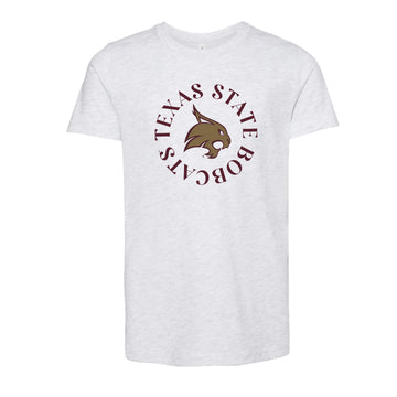 The Texas State Bobcats Circle | Youth Ash Tee