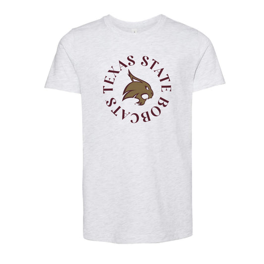 The Texas State Bobcats Circle | Youth Ash Tee