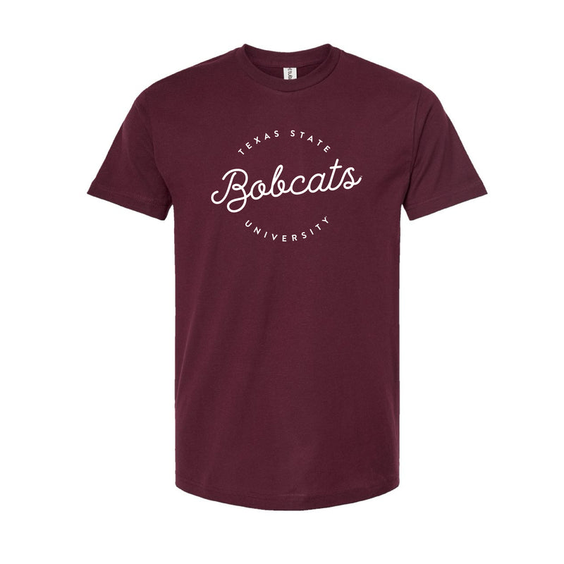 The Texas State Bobcats Script | Burgundy Tee