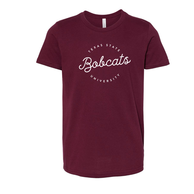 The Texas State Bobcats Script | Youth Maroon Tee