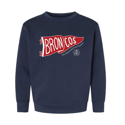 The Broncos Flag | Youth Navy Crewneck Sweatshirt