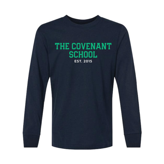 The Covenant School Block | Youth Midnight Navy	Long Sleeve Tee
