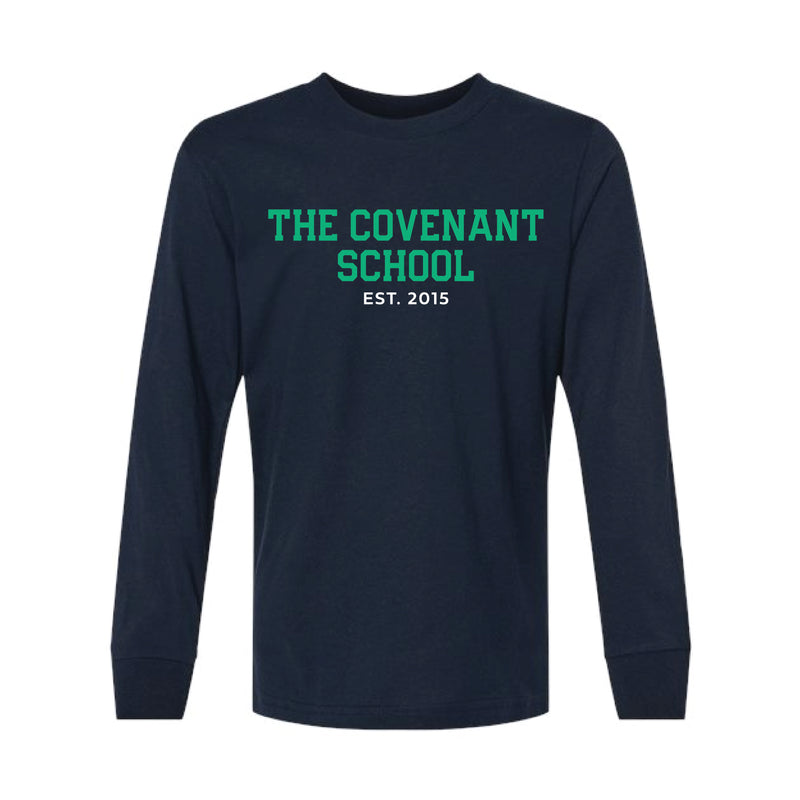 The Covenant School Block | Youth Midnight Navy	Long Sleeve Tee