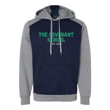The Covenant School Block | Adult Navy/ Grey Heather Hoodie