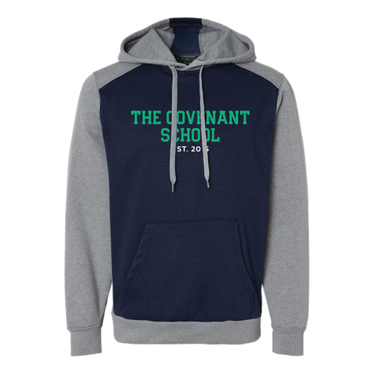 The Covenant School Block | Adult Navy/ Grey Heather Hoodie