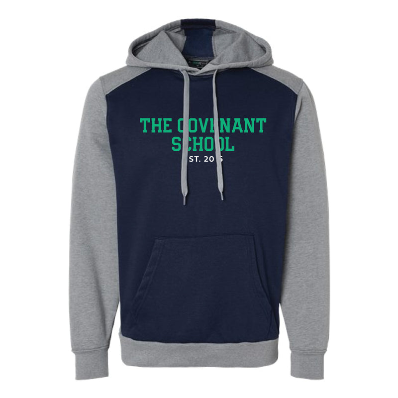 The Covenant School Block | Adult Navy/ Grey Heather Hoodie