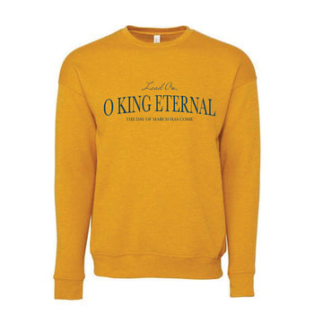The Day of March Arch | Adult Heather Mustard Fleece Drop Shoulder Crewneck Sweatshirt