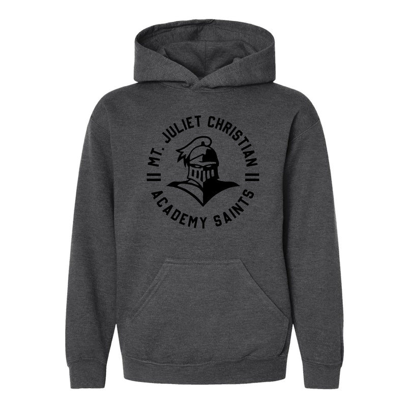 The Mt. Juliet Christian Academy Circle | Heather Charcoal Oversized Youth Hooded Sweatshirt