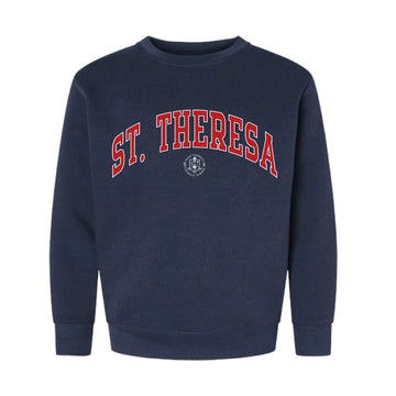 The Saint Theresa Arch | Youth Navy Crewneck Sweatshirt