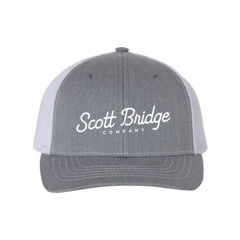 The Scott Bridge | Embroidered Youth Heather Grey/ White Trucker Cap