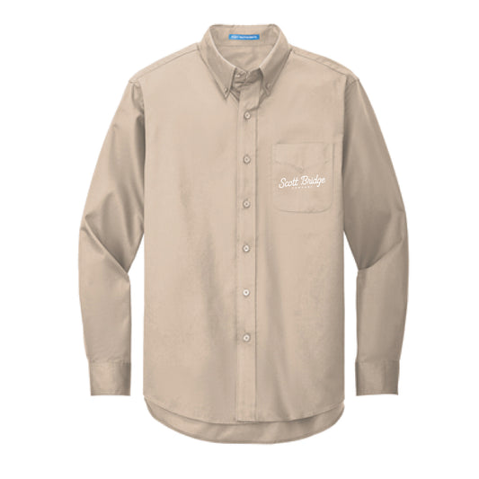 The Scott Bridge | Embroidered Adult Stone Tall Long Sleeve Tee