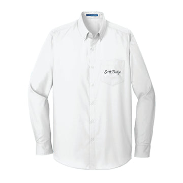 The Scott Bridge | Embroidered Adult White Tall Long Sleeve Tee