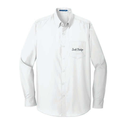 The Scott Bridge | Embroidered Adult White Tall Long Sleeve Tee