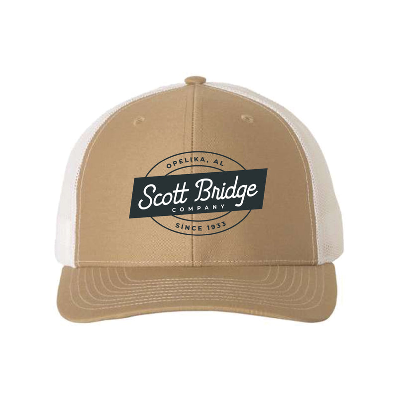 The Scott Bridge | Embroidered Adult Khaki/ White Richardson Trucker Cap