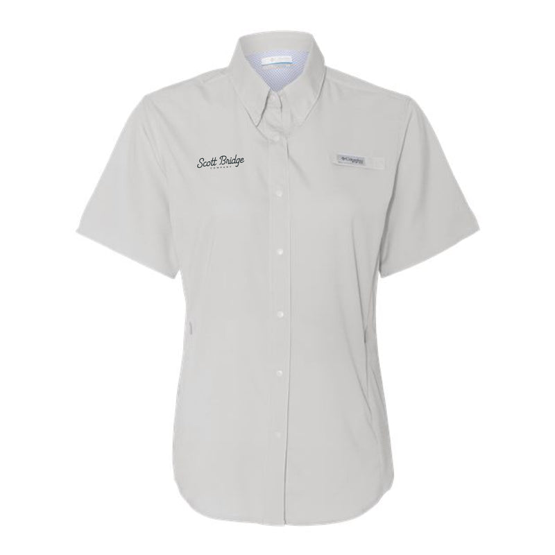 The Scott Bridge | Embroidered Cool Grey Short Sleeve Women&