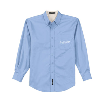 The Scott Bridge | Embroidered Adult Light Blue Tall Long Sleeve Tee
