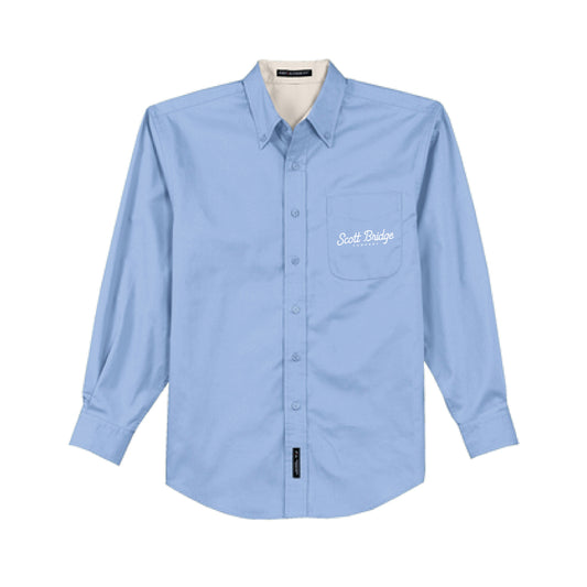 The Scott Bridge | Embroidered Adult Light Blue Tall Long Sleeve Tee