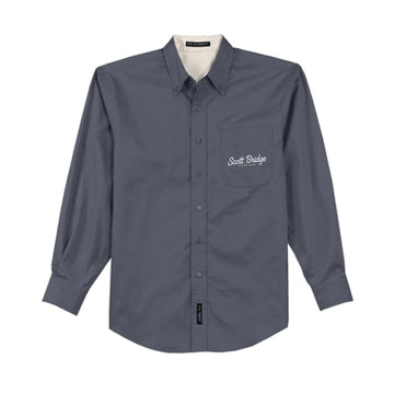 The Scott Bridge | Embroidered Adult Steel Grey Tall Long Sleeve Tee