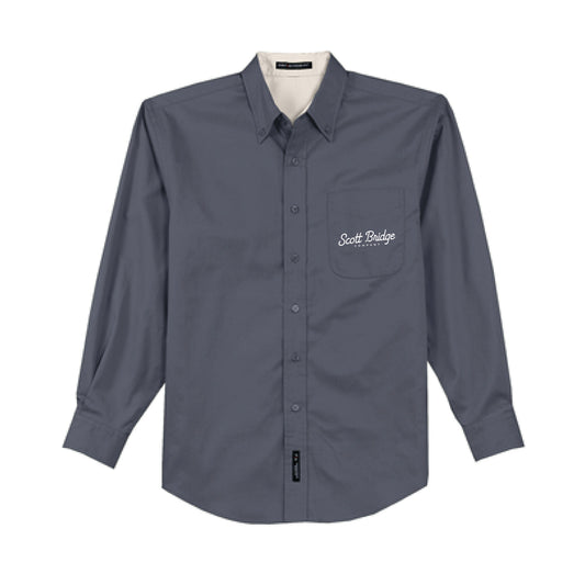 The Scott Bridge | Embroidered Adult Steel Grey Tall Long Sleeve Tee
