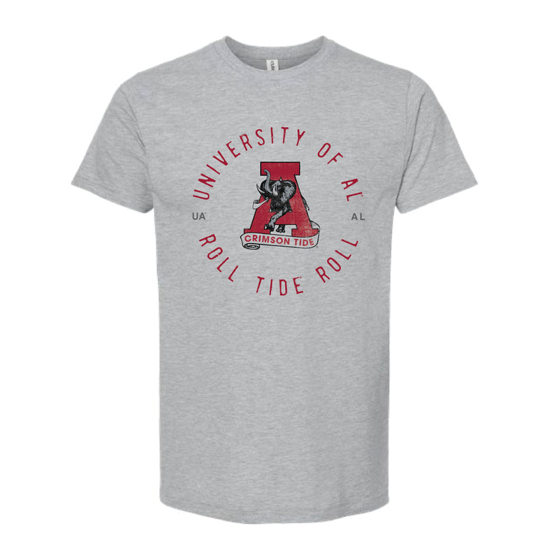 The Throwback Roll Tide Roll Circle | Heather Grey Tee