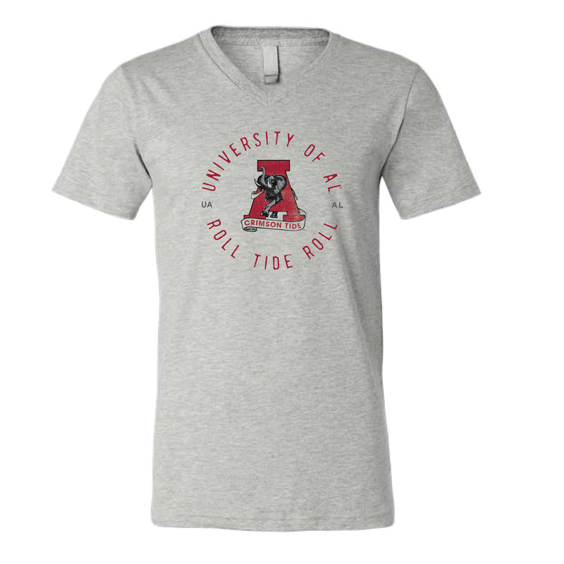 The Throwback Roll Tide Roll Circle | Athletic Heather V-Neck Tee