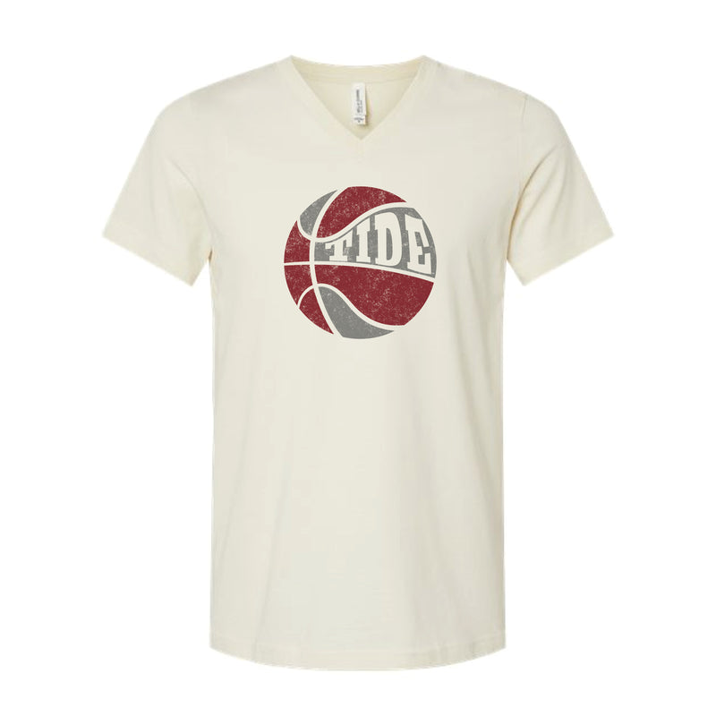 The Retro Tide Bball | Natural V-Neck Tee