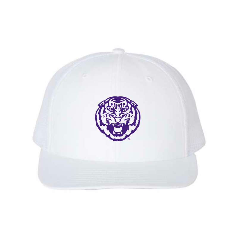 The Tiger Head Logo Embroidered | White Richardson Trucker Cap