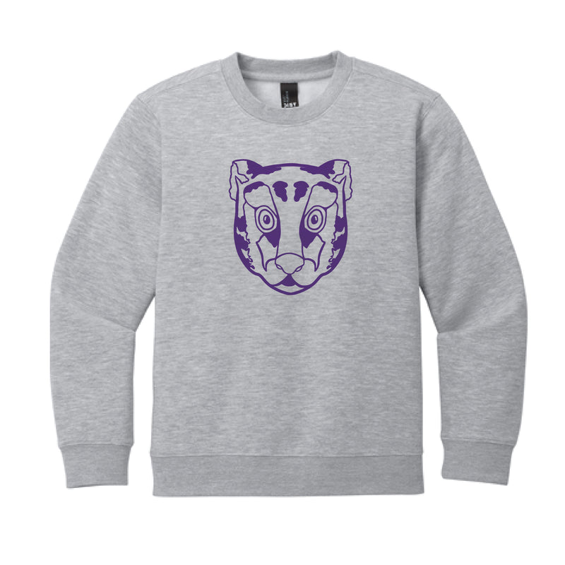 The Tiger Head Outline | Youth Light Heather Grey Sweatshirt