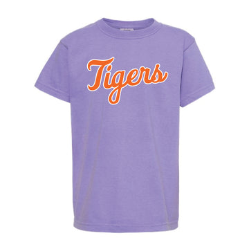 The Tigers Baseball Script | Youth Violet Tee