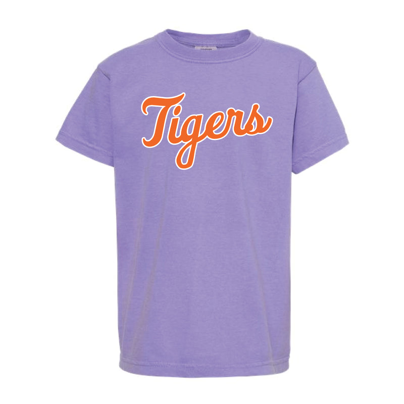 The Tigers Script Logo | Youth Violet Tee