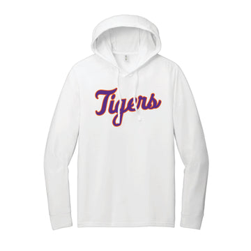 The Tigers Baseball Script | White Tri-Blend Hoodie Tee