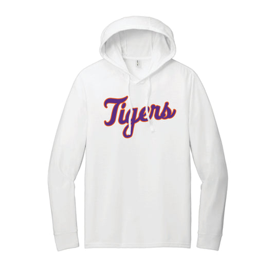 The Tigers Baseball Script | White Tri-Blend Hoodie Tee