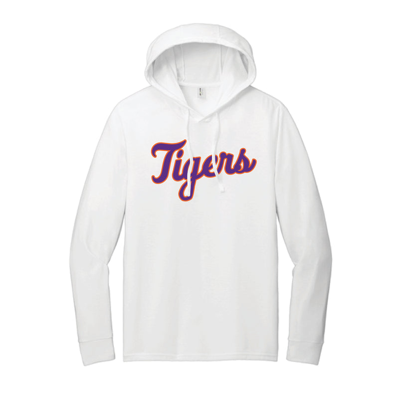 The Tigers Script Logo | White Tri-Blend Hoodie Tee